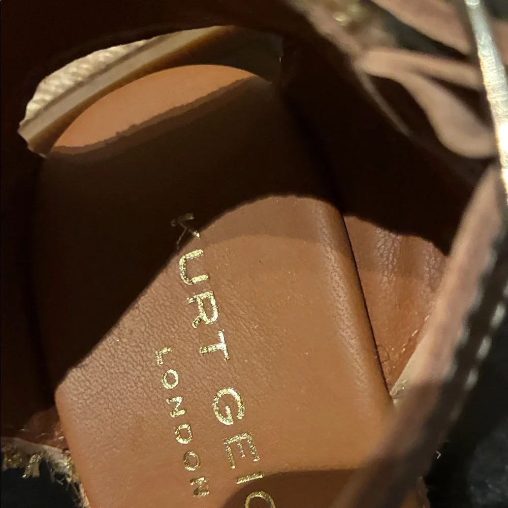 Kurt Geiger Metallic Gold Ankle-Strap Espadrille Flats